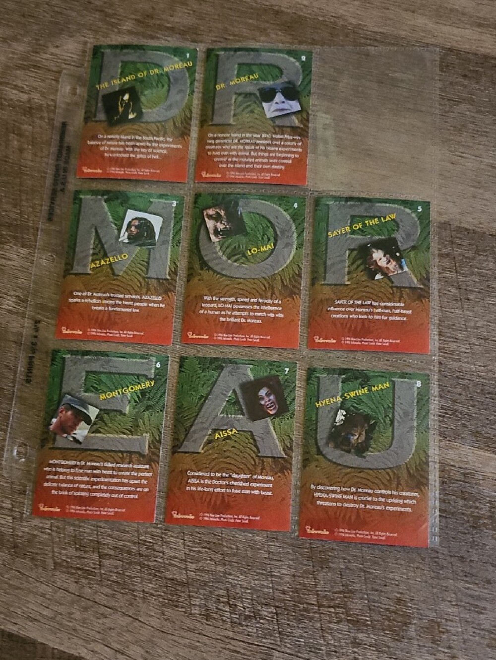 Vintage 1996 The Island of Dr. Moreau Trading Cards - Assorted Character Set